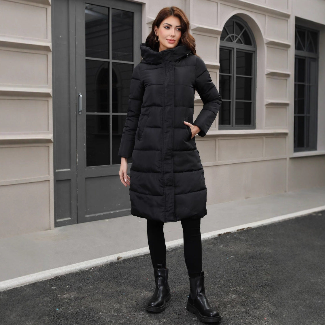 Damen Slim Fit Langarm-Jacke in Schwarz – Polyester & Spandex