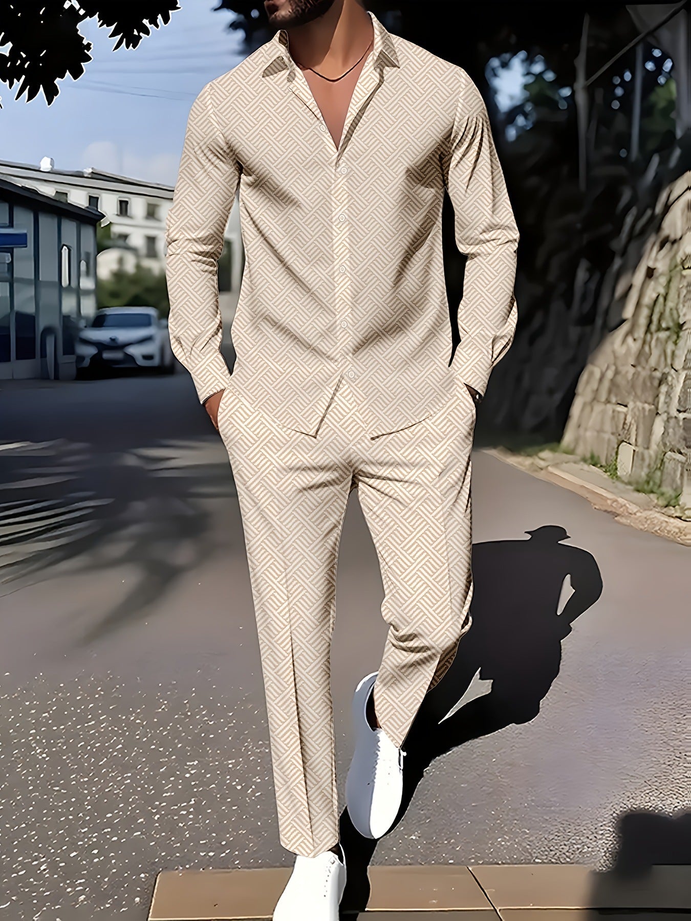 Herren Zweiteiler – Leichter Casual-Anzug mit feinem Karomuster