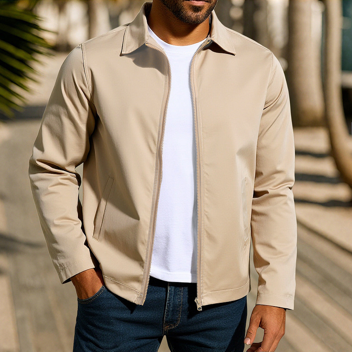 Herren Cardigan-Jacke aus Polyester – Leichte Freizeitjacke, S–XXXL