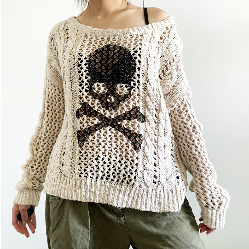 Street Hipster Einfarbiges Strickhemd mit Rundhalsausschnitt und Ausschnitt