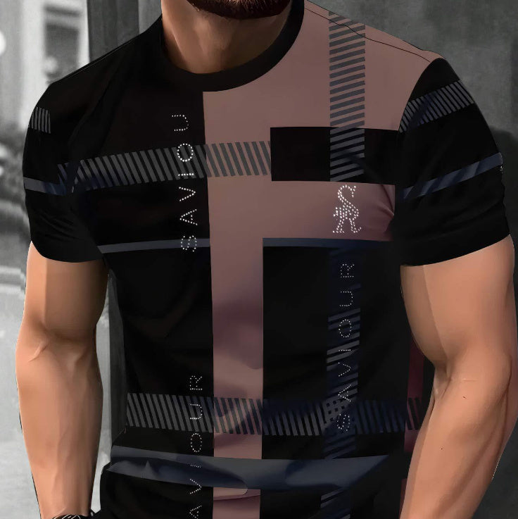 Herren Kurzarm-T-Shirt Business Casual Serie Digitaler 3D-Druck