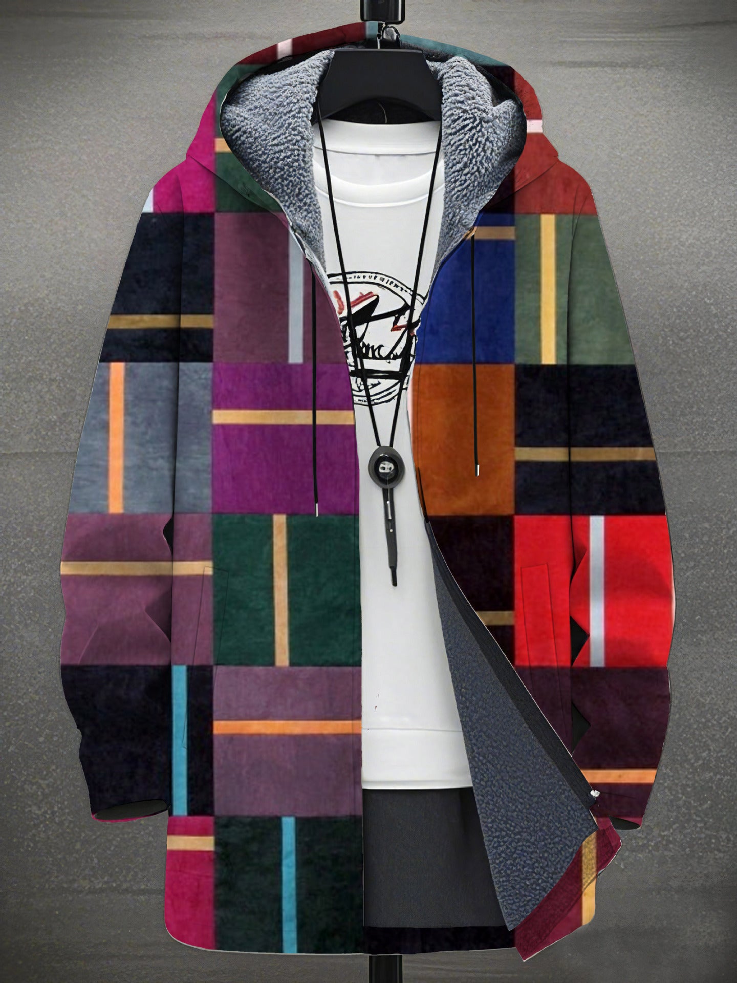 Herren-Freizeitjacke mit Digitaldruck und Samt