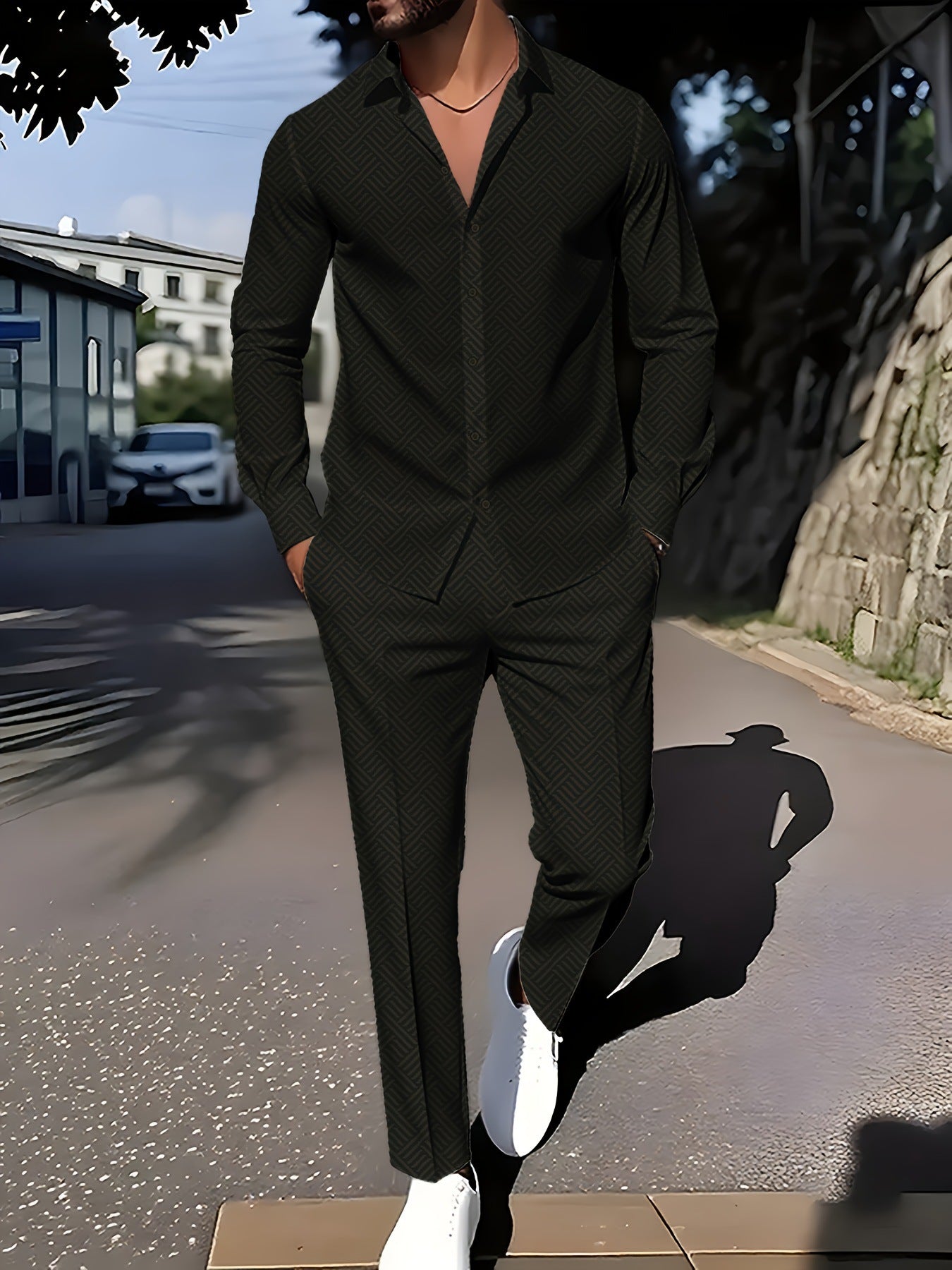 Herren Zweiteiler – Leichter Casual-Anzug mit feinem Karomuster