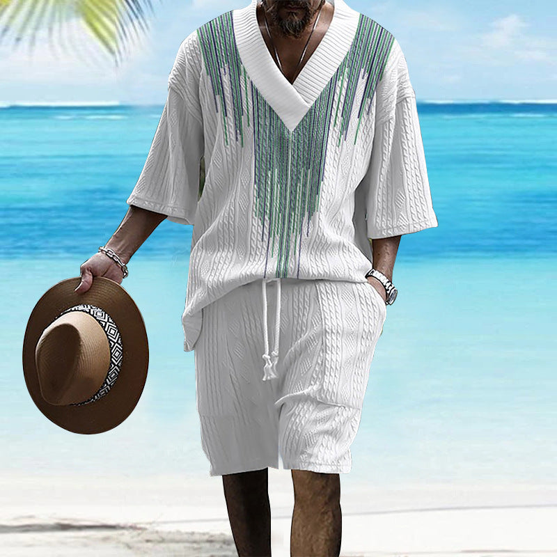 Sommer-Set TH01 aus Strickshirt & Shorts für Herren