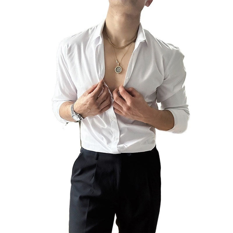 Herren Leinen-Hemd mit langen Ärmeln – Lockerer Fit in Unifarbe