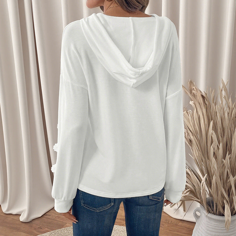 Weißer Damen Sweater aus Polyester mit langen Ärmeln, S–XL