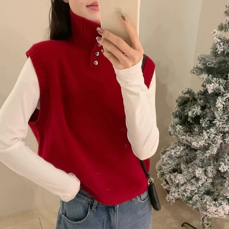 Vielseitige, ärmellose Strickweste aus kunstvollem Netzgewebe