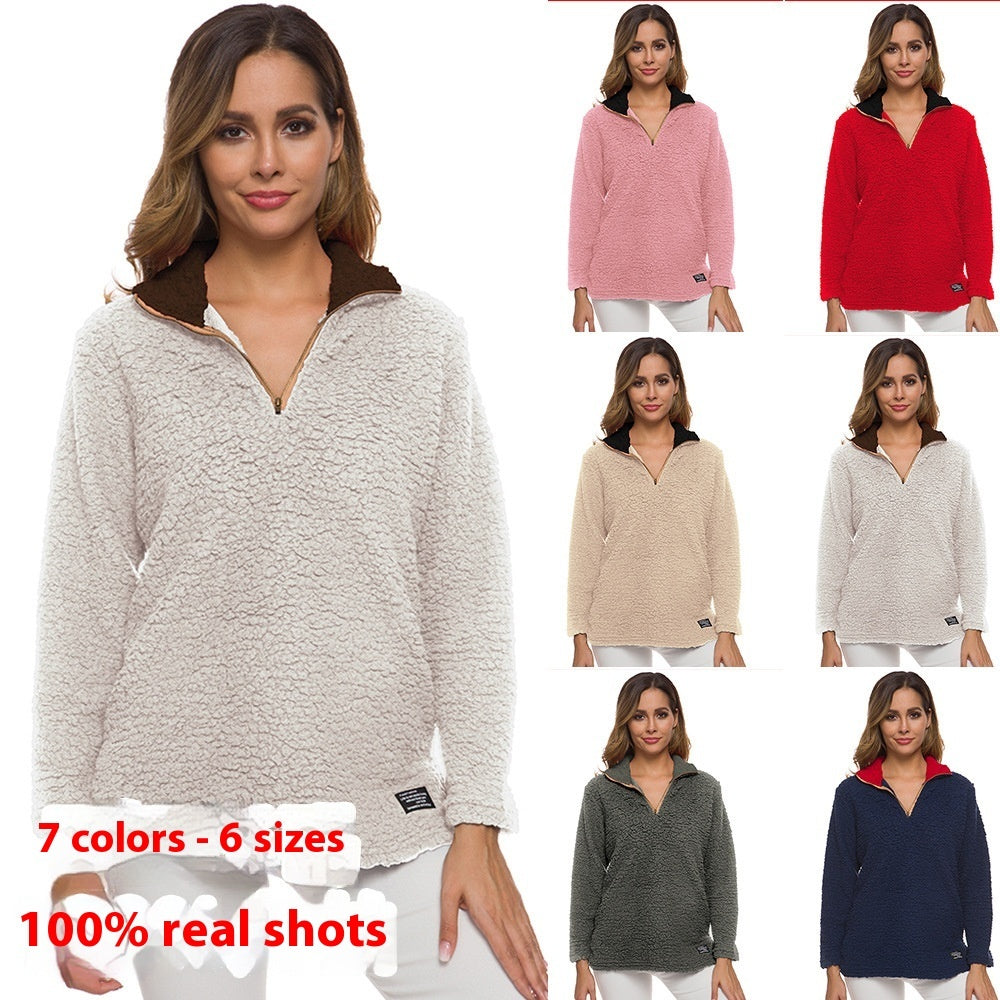 Damen Teddy Hoodie ohne Kapuze