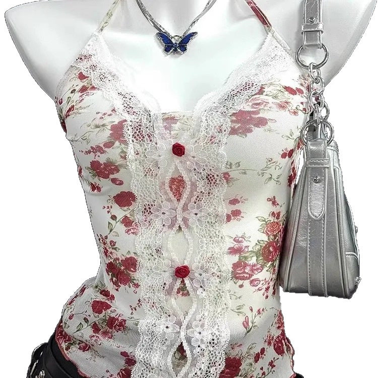 Fashion Lace Edge V-neck Small Sling Women
