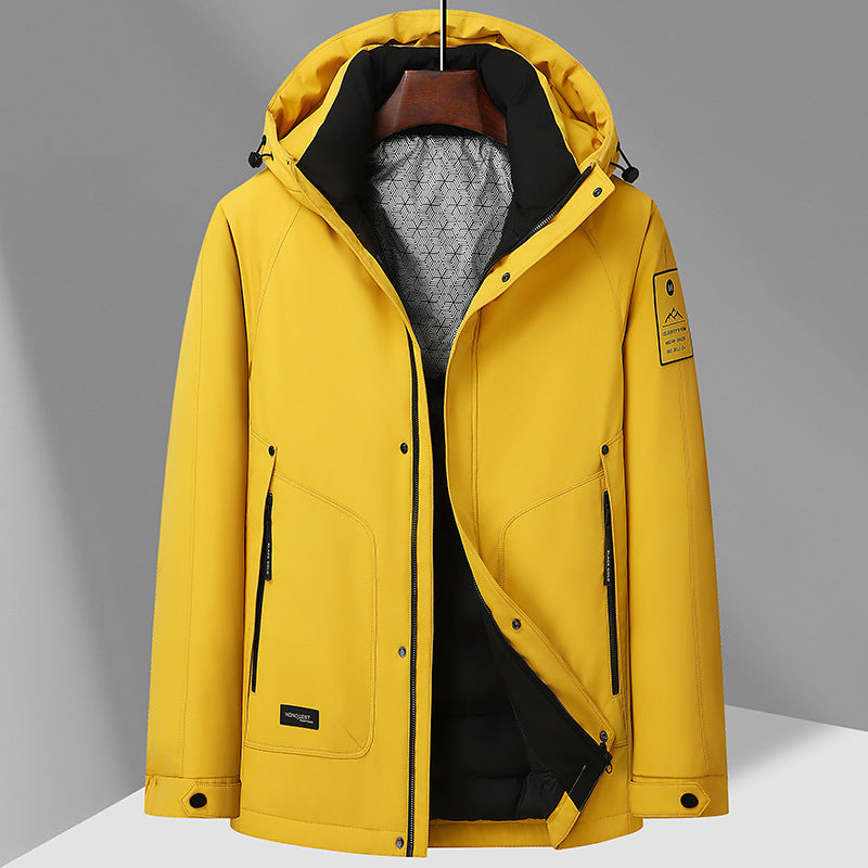Outdoor-Kapuzenjacke mit weißer Entendaunenfüllung