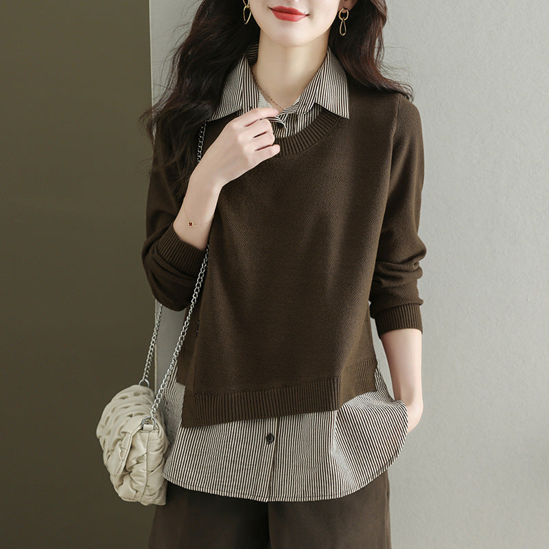 Lockeres Viskose-Langarmshirt in Naturtönen – One Size