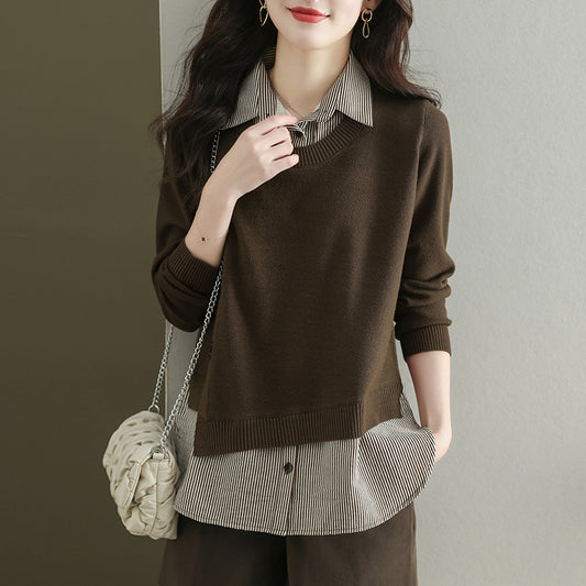 Lockeres Viskose-Langarmshirt in Naturtönen – One Size