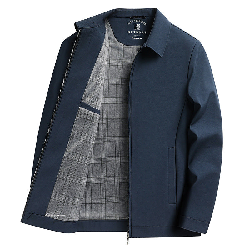 Herren-Freizeitjacke mit Polokragen, einfarbig