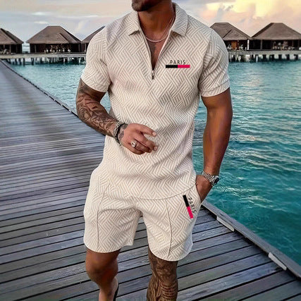 Herren Casual Beach Set – Karomuster Shirt + Shorts
