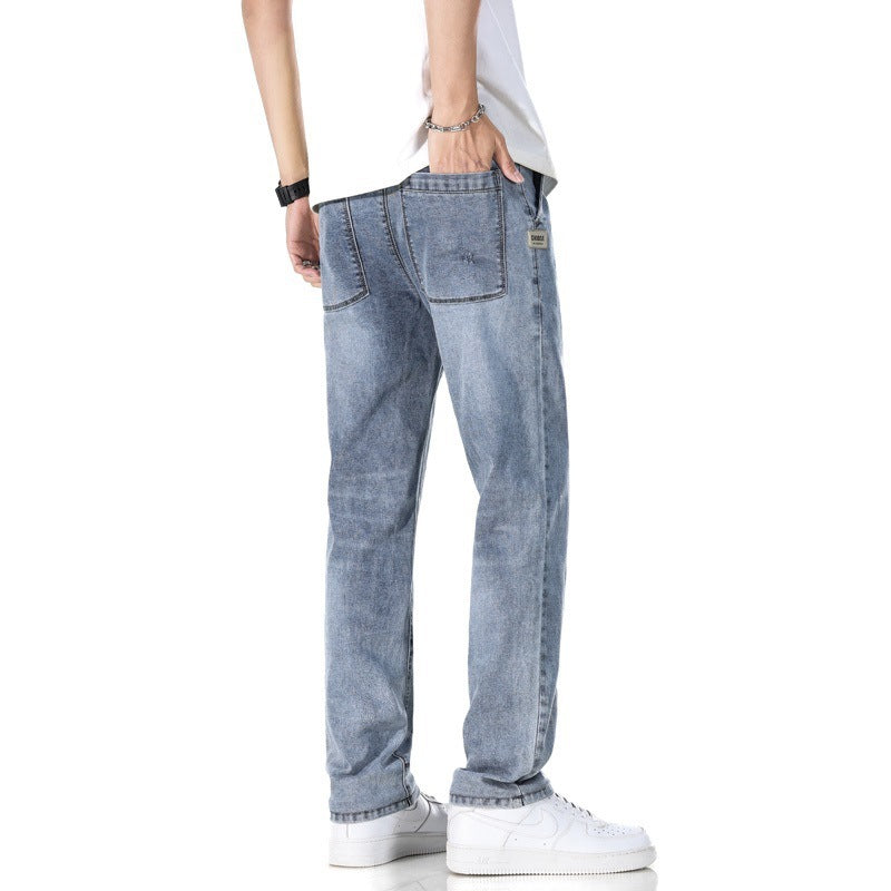 Leichte Herren-Jeans in Hellblau & Hellgrau mit geradem Bein