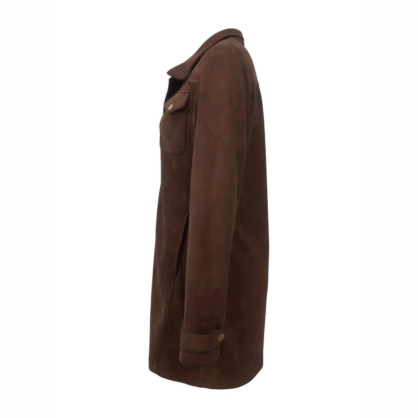 Damen-Freizeitjacke aus braunem Wildleder mit Retro-Revers