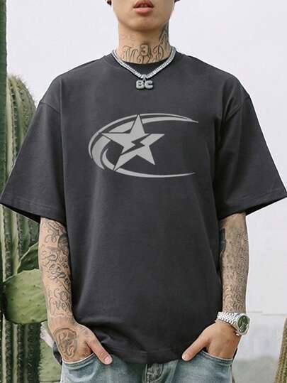 Lässiges Herren-T-Shirt mit kurzen Ärmeln aus hochwertigem, einzigartigem Stoff