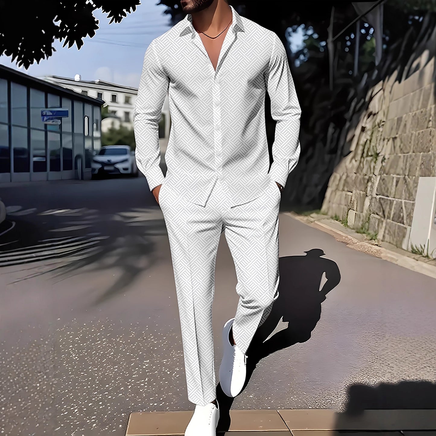 Herren Zweiteiler – Leichter Casual-Anzug mit feinem Karomuster