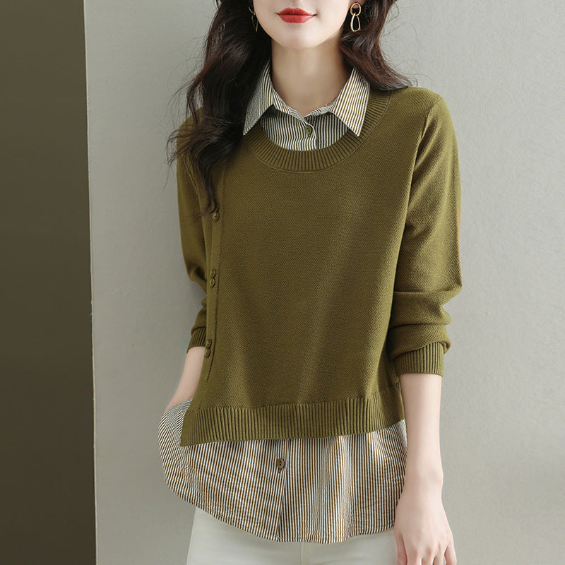 Lockeres Viskose-Langarmshirt in Naturtönen – One Size