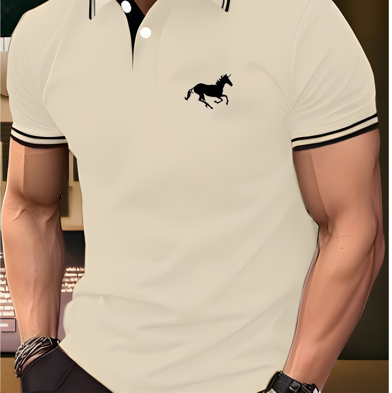 Herren Slim-Fit Streifen-T-Shirt – Leichtes Sommer-Polyester, S–5XL