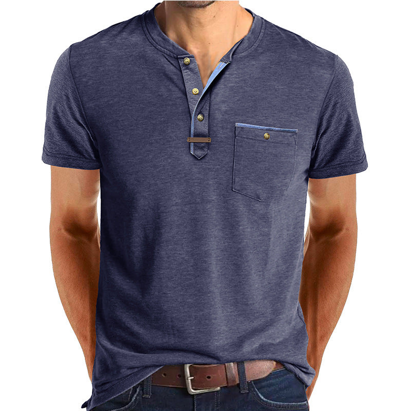 Herren Kurzarmshirt im Henley-Stil