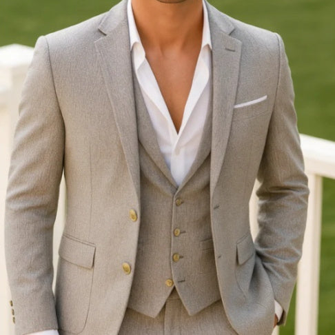 Dreiteiliger Herrenanzug mit flachem Kragen und intelligenter Atmungsaktivität, geeignet für Beruf oder Hochzeit