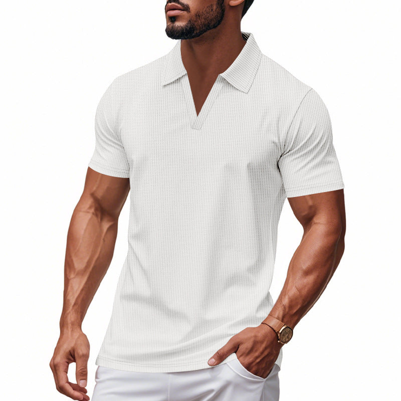Herren Slim-Fit Sommer-Shirt aus Polyester – Unifarbenes Kurzarmshirt