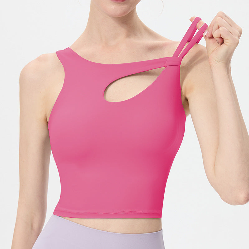 Yoga-Kleidung mit Brustpolster, stoßfestem BH, Fitnessweste