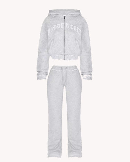 Damen Print Zweiteiler mit Kordelzughose