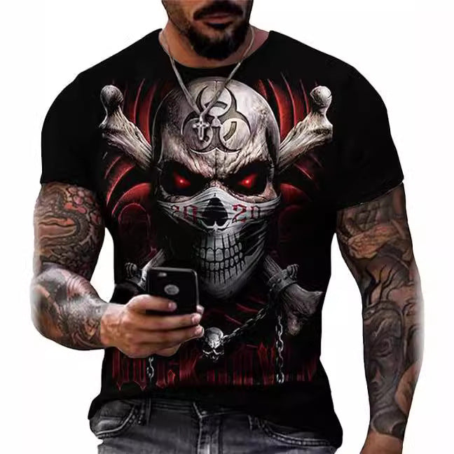 Bedrucktes Herren-T-Shirt mit Totenkopfmotiv, Kurzarm, Rundhalsausschnitt – Bestseller