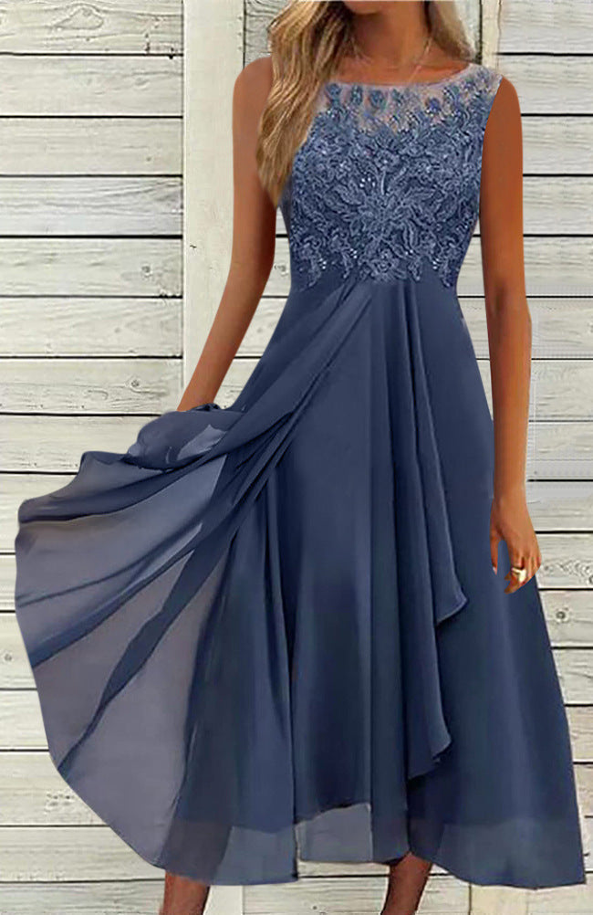 Ärmelloses Prinzessinnen-Midikleid aus Polyester, S–4XL