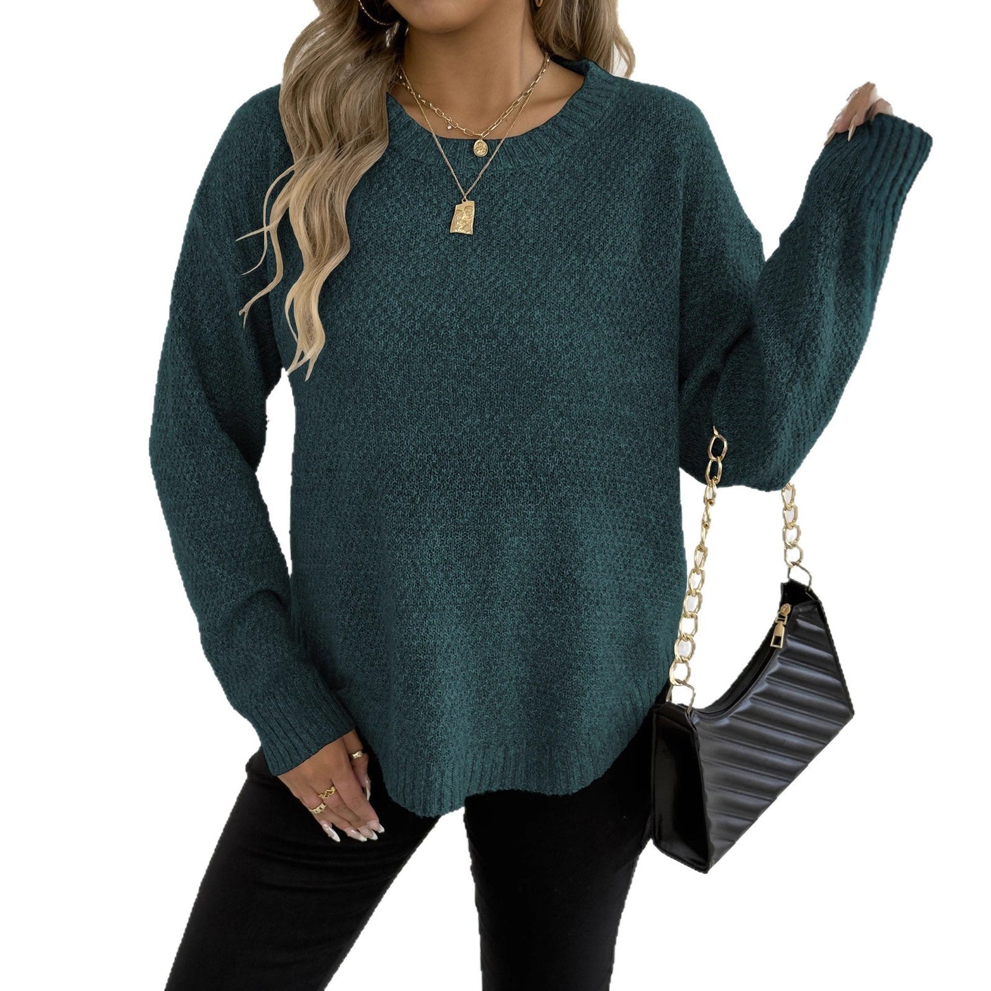 Locker geschnittener Flower-Velvet-Pullover mit Blumendetail – S bis XL