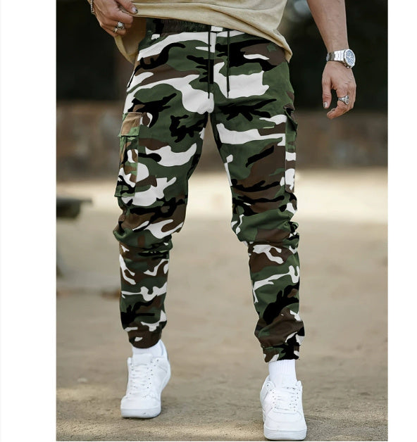 Amerikanische Retro-Cargohose mit Tarnmuster und mehreren Taschen in europäischer Größe