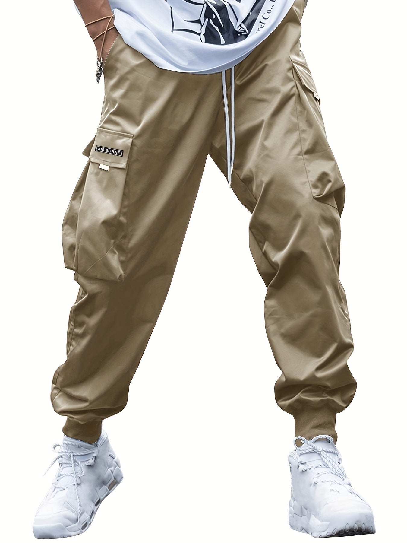 Cargohose mit mehreren Taschen, Herren-Freizeithose mit Kordelzug im Hip-Hop-Stil, Outdoor-Streetwear-Sporthose