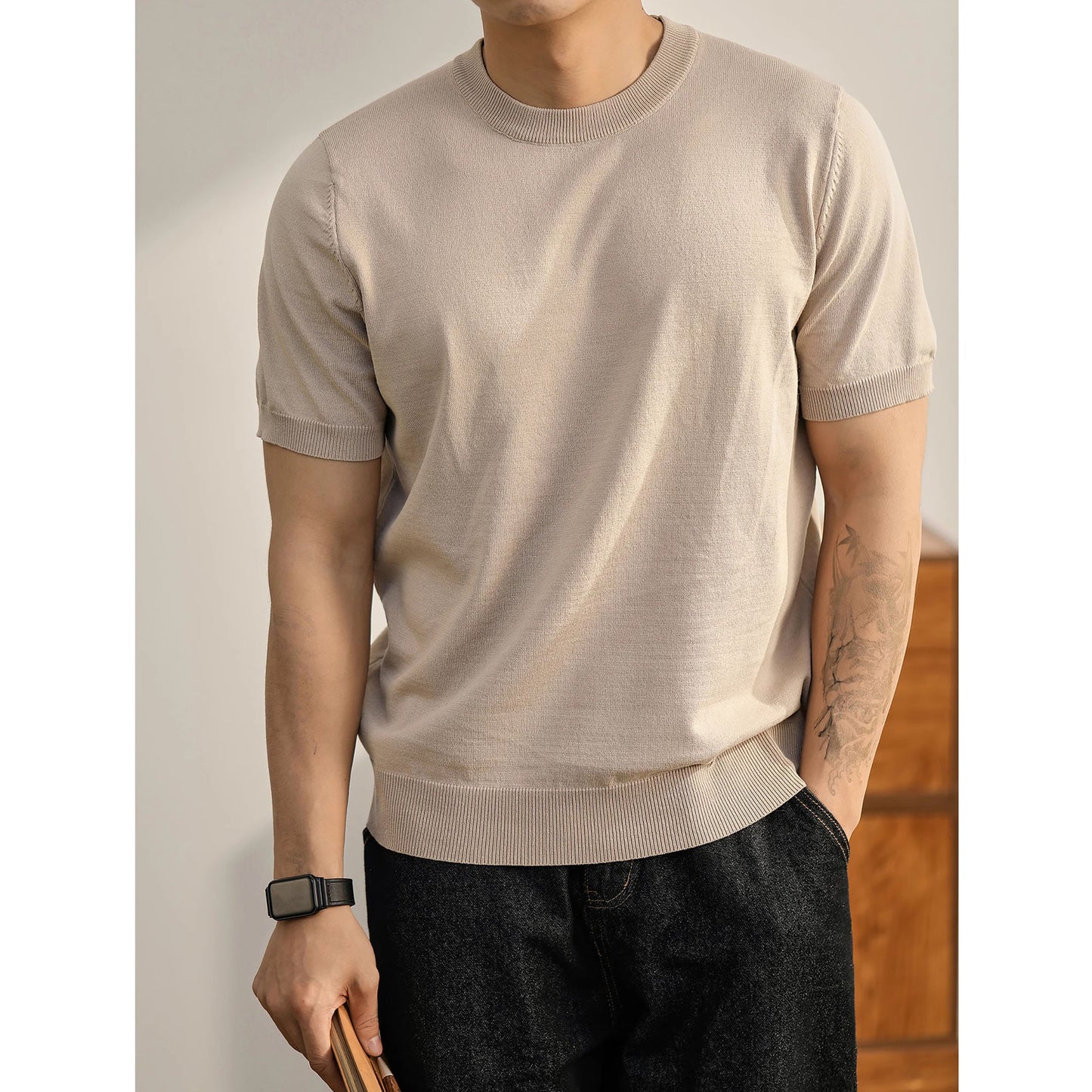 Herren Feinstrick T-Shirt – Lässig & Modern