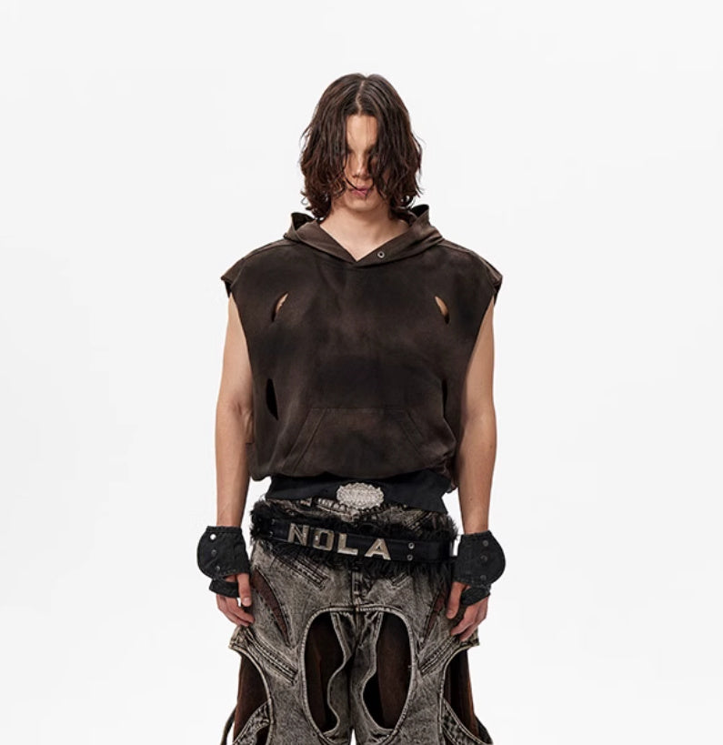 Waste- und Bodenschutzweste mit kurzer Kapuze