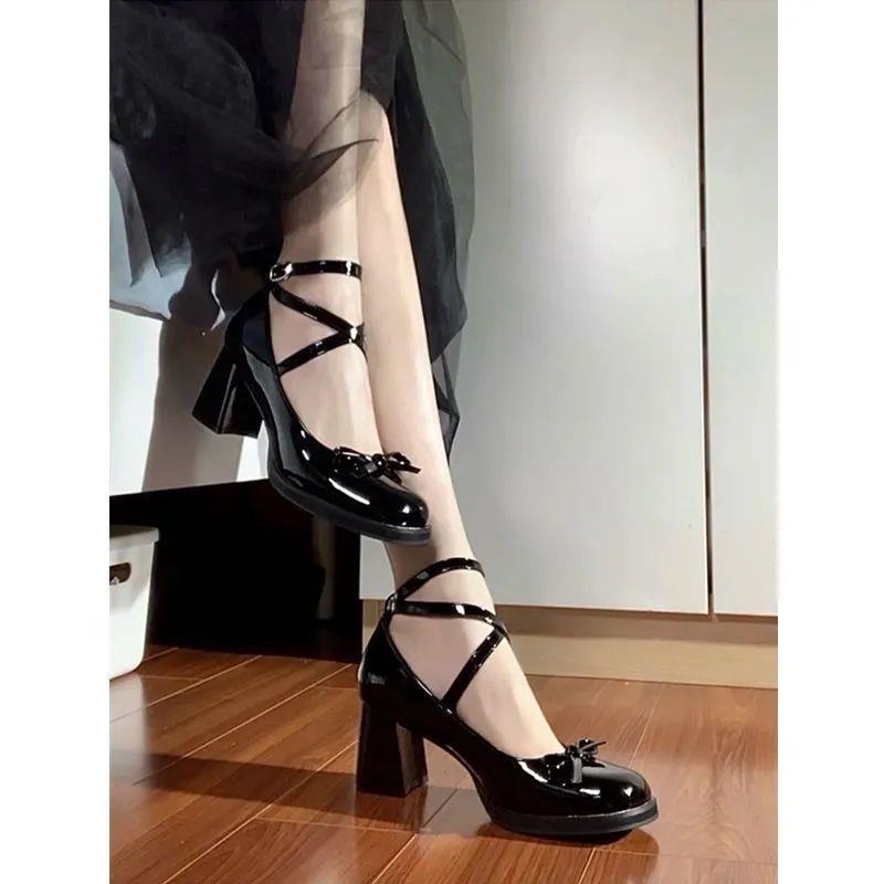 French Style Mary-Jane Schuhe – Schwarzer British-Look