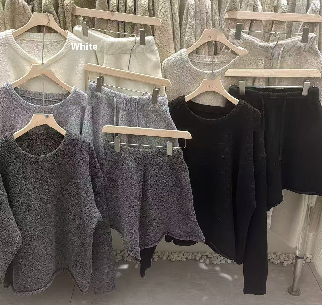 Gemütliches Damen Zweiteiler-Set aus Strick – Sweater & Shorts, One Size