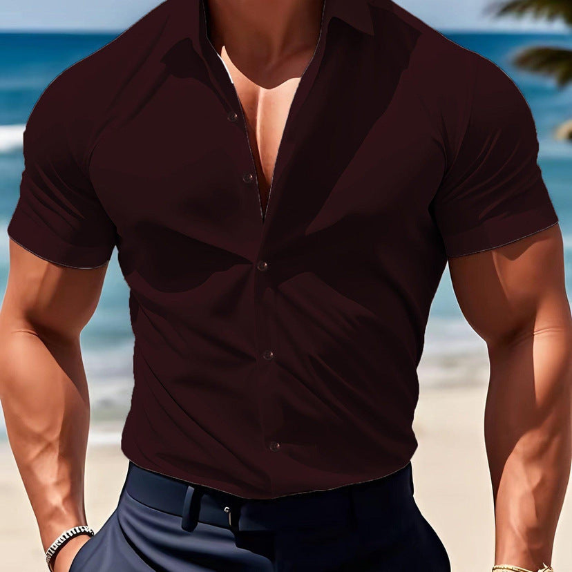 Herren Kurzarm-Cardigan aus Polyester – Leichtes Freizeitshirt in vielen Farben