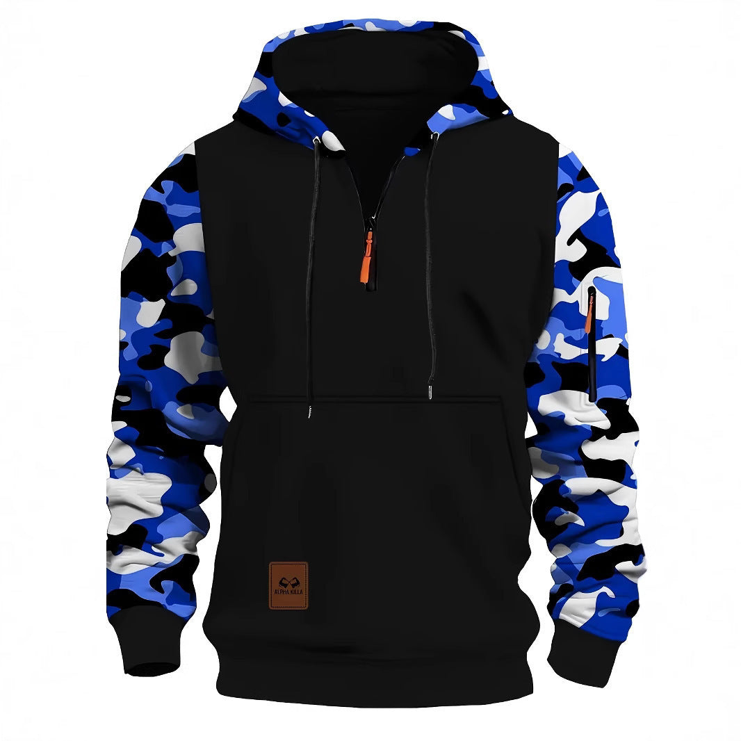 Herren Camouflage Hoodie – Vintage Zip Sweatjacke