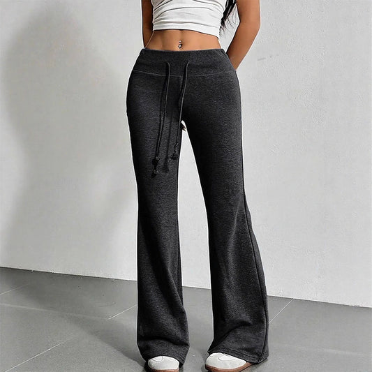 Schwarze Casual-Polyesterhose mit Kordelzug & weitem Schnitt, S–L