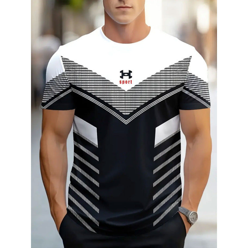 Herren Kurzarm-T-Shirt Business Casual Serie Digitaler 3D-Druck