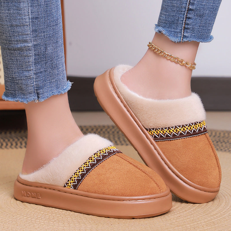 Damen-Baumwollschuhe, fleecegefüttert, dicke Baumwollpantoffeln in Übergrößen