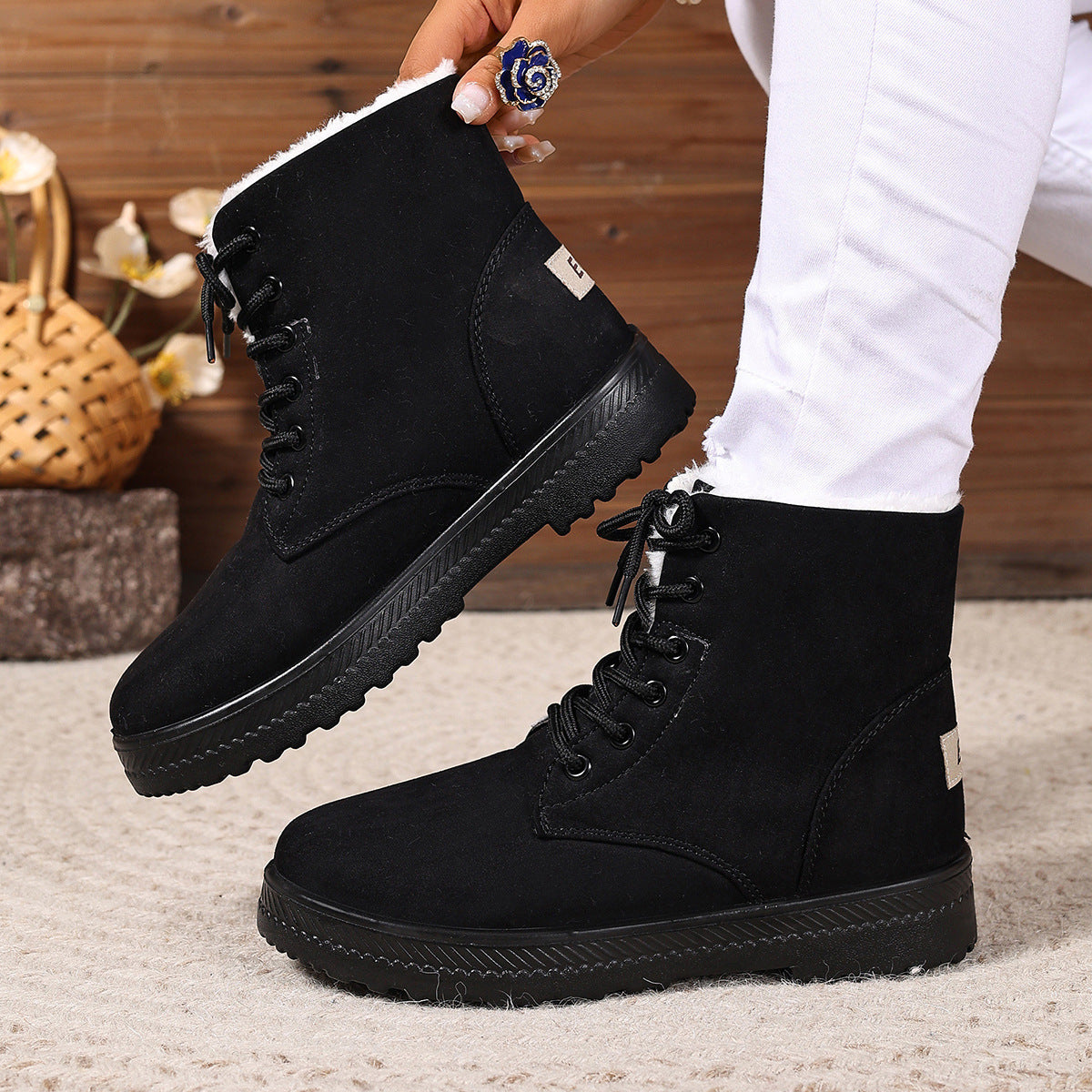 Stylische Damen Schneestiefel – Wasserdicht, High-Top, mit warmer Baumwollfüllung