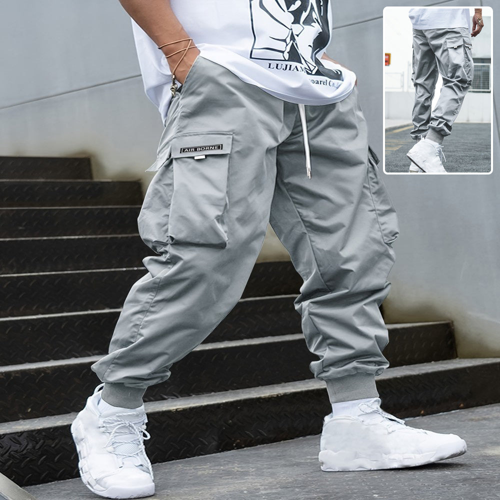 Cargohose mit mehreren Taschen, Herren-Freizeithose mit Kordelzug im Hip-Hop-Stil, Outdoor-Streetwear-Sporthose