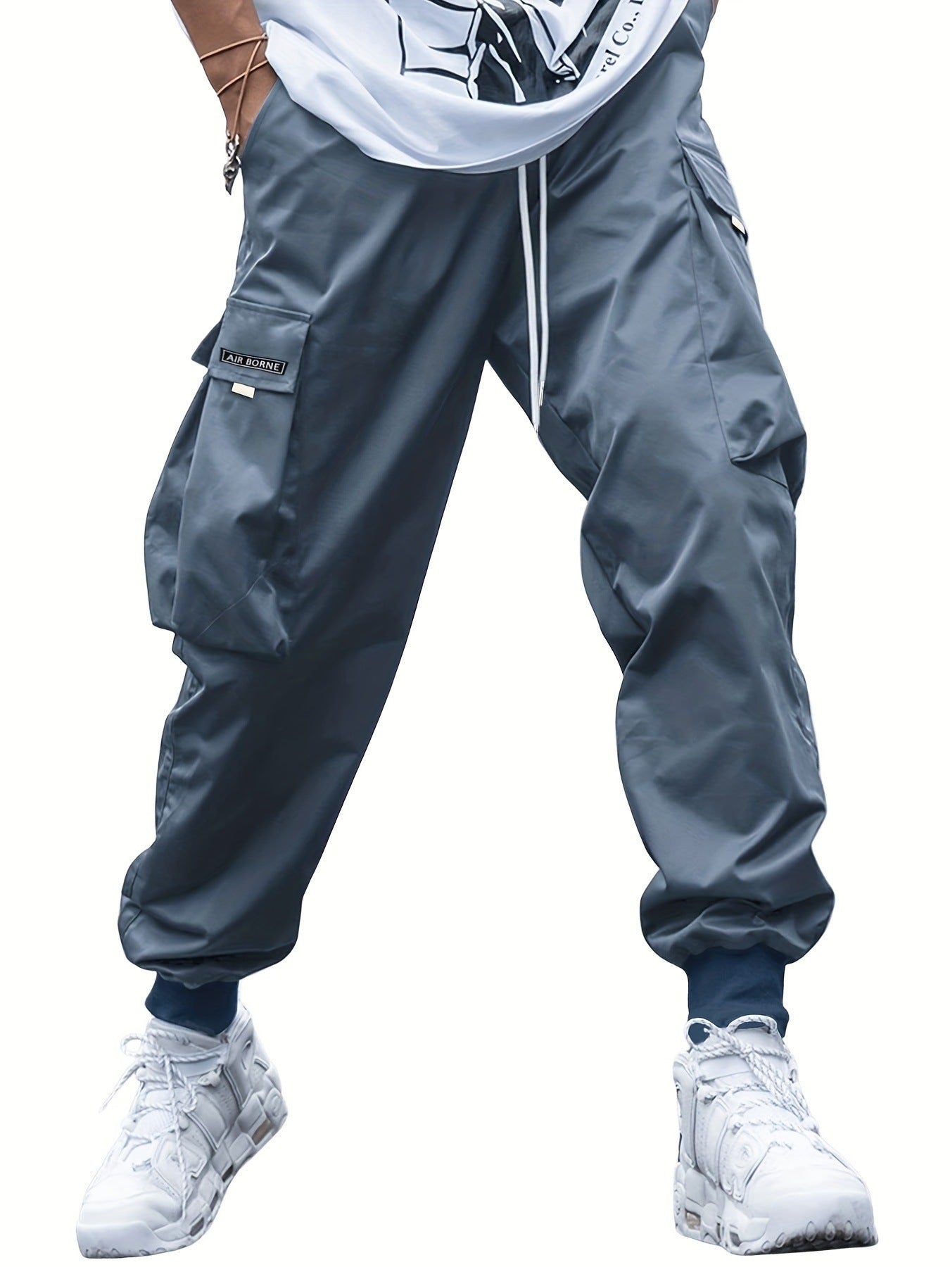 Cargohose mit mehreren Taschen, Herren-Freizeithose mit Kordelzug im Hip-Hop-Stil, Outdoor-Streetwear-Sporthose