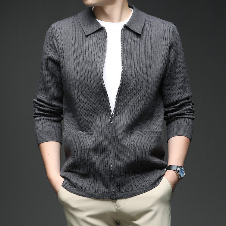 Herren Strick-Cardigan – Zipperjacke im Shirt-Stil