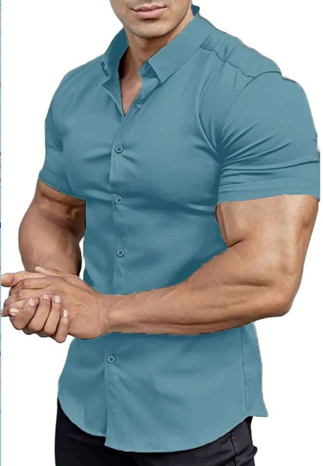 Herren Kurzarm-Cardigan aus Polyester – Leichtes Freizeitshirt in vielen Farben