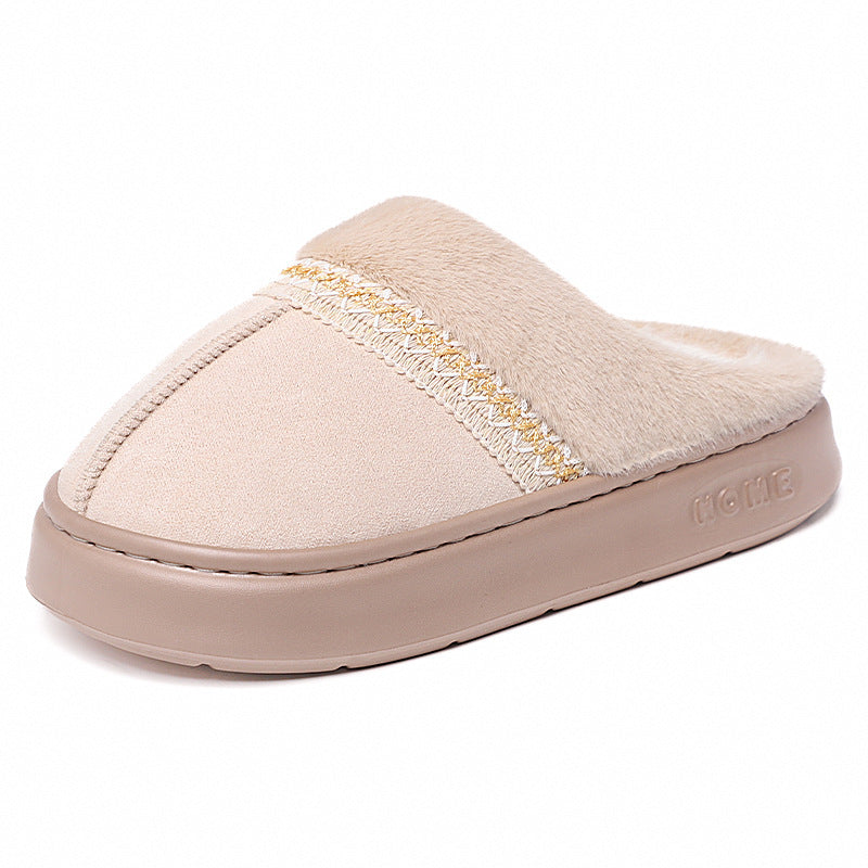 Damen-Baumwollschuhe, fleecegefüttert, dicke Baumwollpantoffeln in Übergrößen