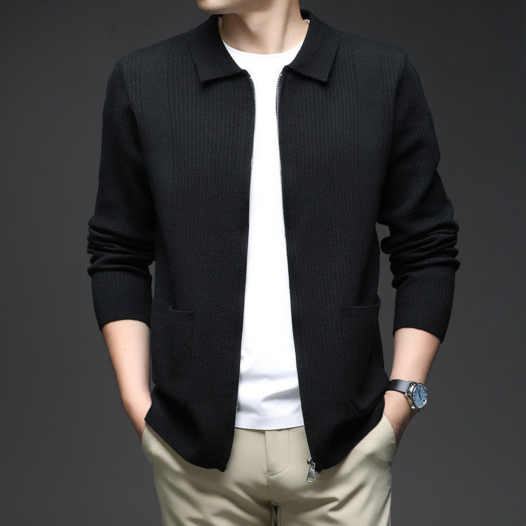 Herren Strick-Cardigan – Zipperjacke im Shirt-Stil